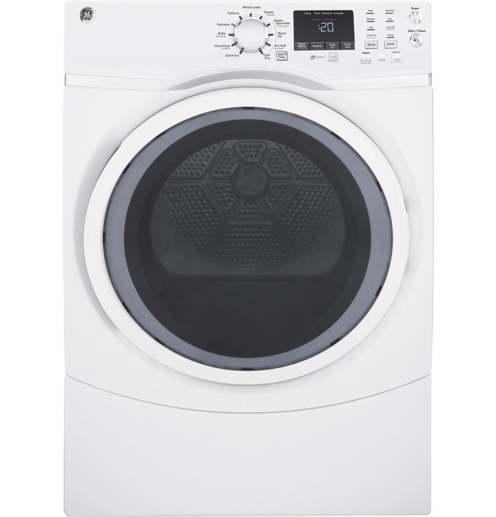 GE 7.5-cu ft Reversible Side Swing Door Stackable Gas Dryer, White, ENERGY STAR (GFD45GSSMWW)