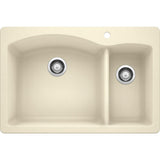 DIAMOND Dual Mount Granite Composite 33 in. 1-Hole 70/30 Double Bowl Kitchen Sink in Metallic Gray - Super Arbor