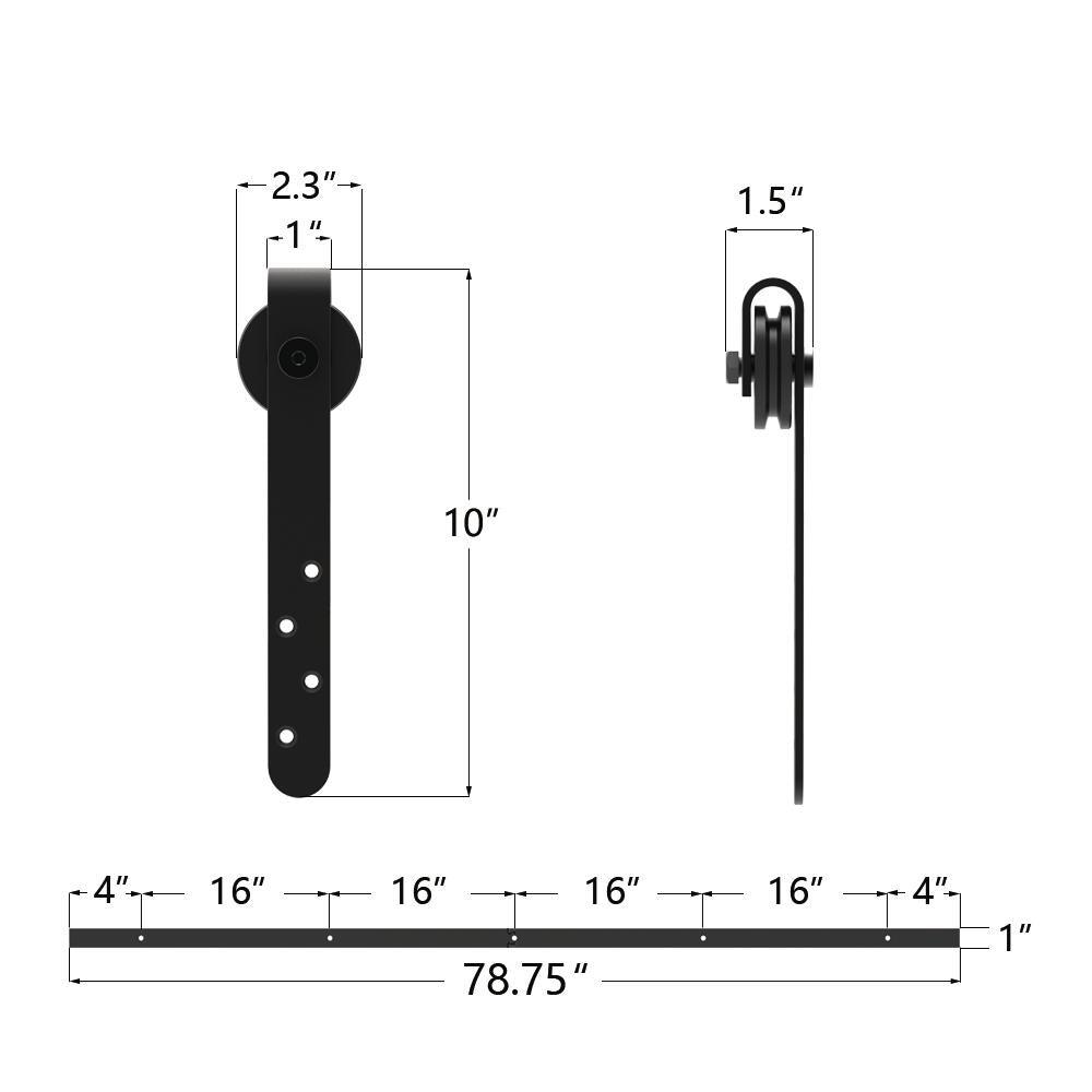 6.6 ft./79 in. Black Steel Sliding Barn Door Track and Hardware Kit for Double Doors with Floor Guide - Super Arbor