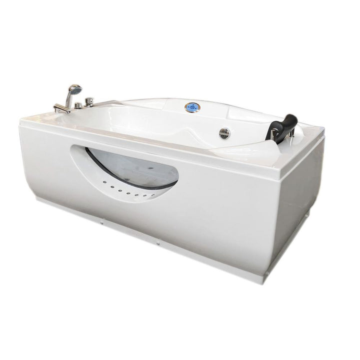 Paris with heater 67 in. L  Acrylic Right Drain Corner Alcove Whirlpool Bathtub in White - Super Arbor
