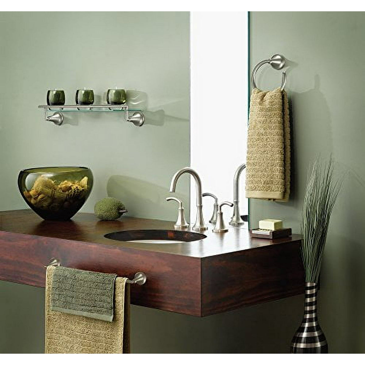 Moen Icon Brushed Nickel Wall-Mount Towel Ring, YB5886BN