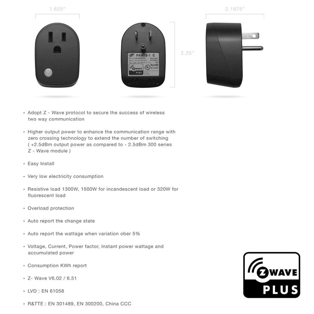Z-Wave Plus Smart Outlet Plug (Pack of 2) - Super Arbor