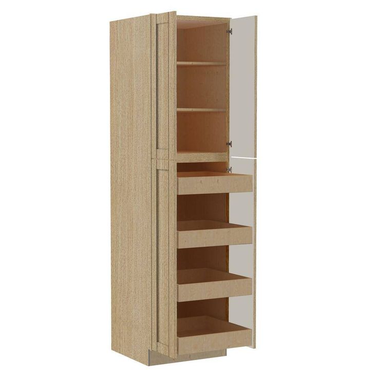 Home Decorators Collection Washington 24 in. W x 24 in. D x 90 in. H Assembled Plywood Pantry Kitchen Cabinet in Oak with Soft Close Doors