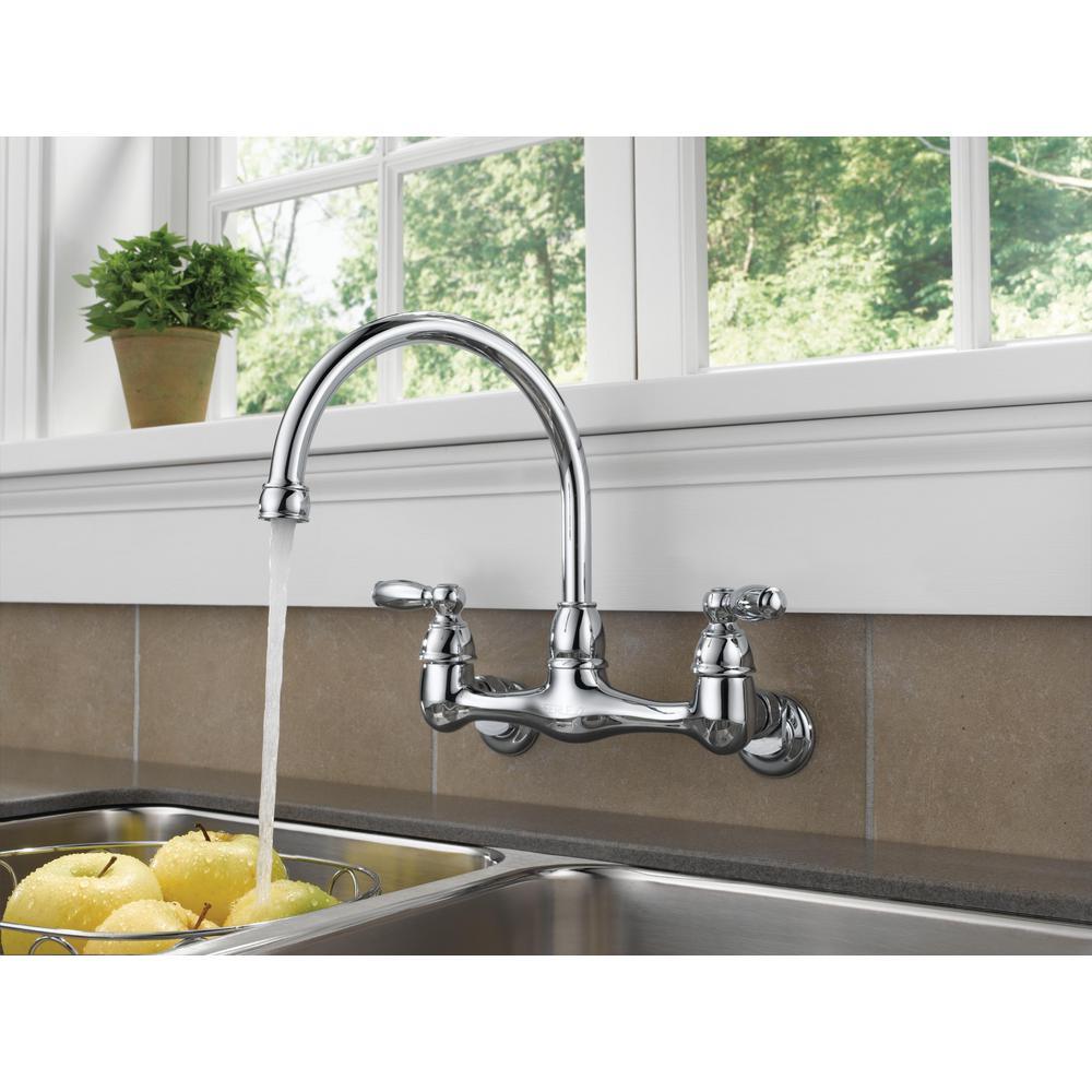 Choice 2-Handle Wall Mount Kitchen Faucet in Chrome - Super Arbor