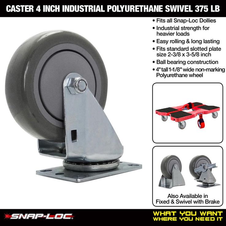 4 in. Polyurethane Swivel Plate Caster with 375 lbs. Load Rating