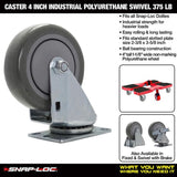 4 in. Polyurethane Swivel Plate Caster with 375 lbs. Load Rating