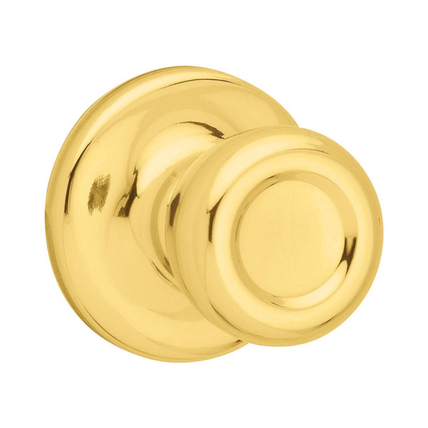 Kwikset Mobile Home Polished Brass Passage Door Knob, Right or Left Handed