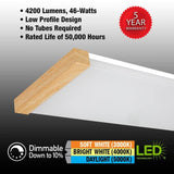 Commercial Electric 48 in. x 10 in. 4200 Lumens Light Oak Wood Painted End Caps Integrated LED Panel Light Selectable CCT Kitchen Lighting