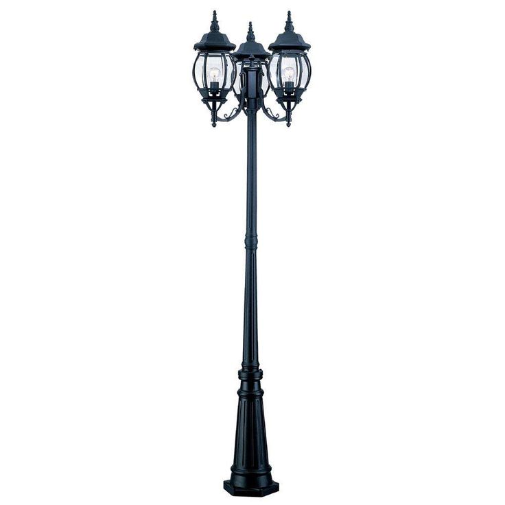 Chateau 3-Head Matte Black Outdoor Surface-Mount Post Combination