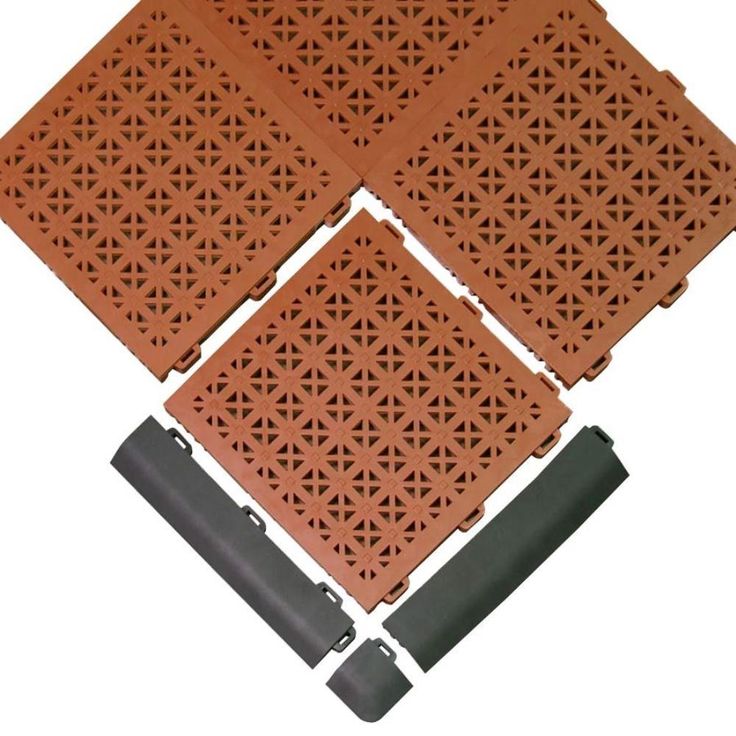 Greatmats StayLock Perforated Terra Cotta 12 in. x 12 in. x 0.56 in. PVC Plastic Interlocking Outdoor Floor Tile (Case of 26)