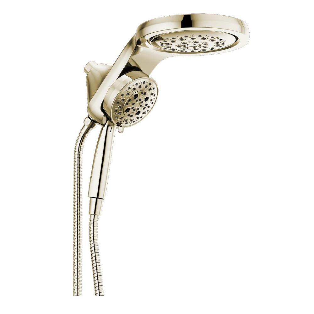 HydroRain Two-in-One 5-Spray 6 in. Dual Wall Mount Fixed and Handheld H2Okinetic Shower Head in Chrome - Super Arbor