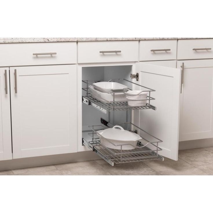 Simply Put 14-in W x 19.1875-in H 2-Tier Pull Out Metal Soft Close Baskets & Organizers