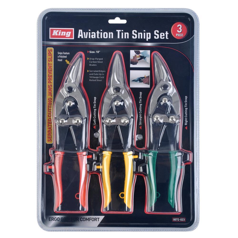Straight-Cut Left-Cut and Right-Cut Aviation Tin Snip Set (3-Pieces) - Super Arbor