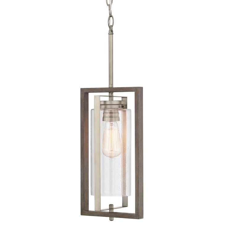 Palermo Grove Gilded Iron 1-Light Hanging Outdoor Lantern with Walnut Wood Accents