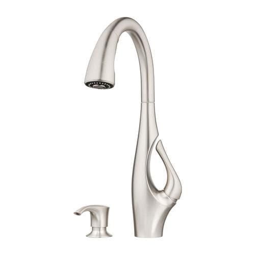 Pfister Indira Spot Defense Stainless Steel 1-Handle Deck-Mount Pull-Down Handle Kitchen Faucet (Deck Plate Included)