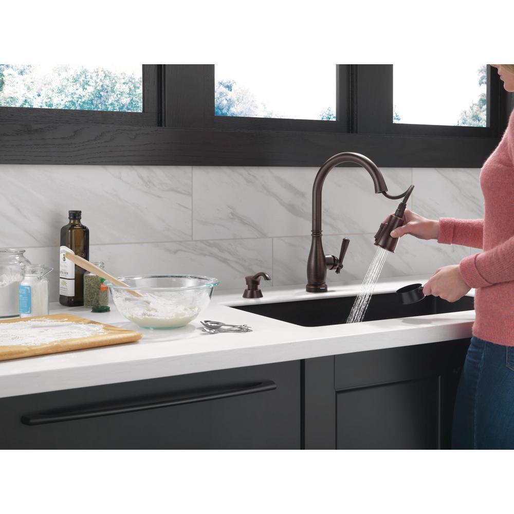 Charmaine Single-Handle Pull-Down Sprayer Kitchen Faucet with Touch2O and ShieldSpray Technologies in Venetian Bronze - Super Arbor