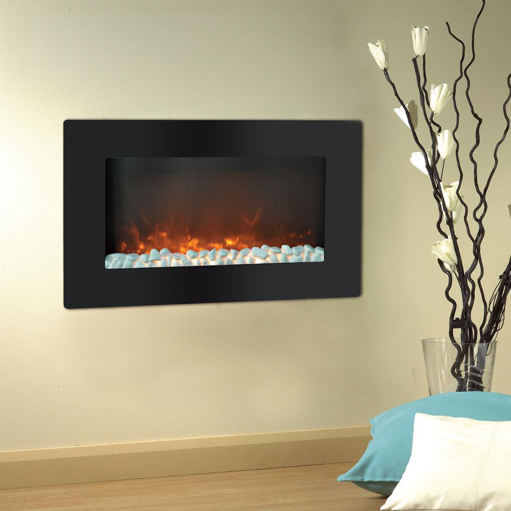 Callisto 30 in. Wall-Mount Electric Fireplace in Black - Super Arbor