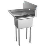 Freestanding Stainless Steel 31 in. 2-Hole Single Bowl Commercial Kitchen Sink