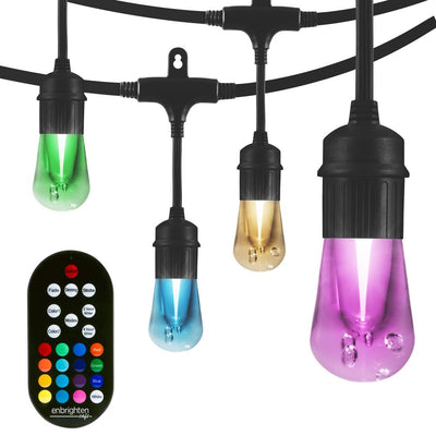 24-bulb 48 ft. Vintage Seasons  Color Changing Cafe Integrated LED String Lights, Black - Super Arbor