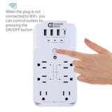 Commercial Electric 6-Outlet Smart Surge Protector with 4 USB Ports, White, Powered by Hubspace