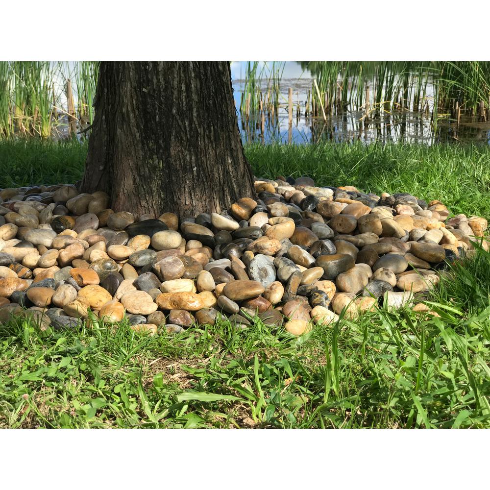 Rain Forest 21.6 cu. ft. 2 in. to 3 in. 1620 lbs. Mixed Polished Pebbles - Super Arbor