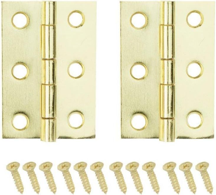 2 in. x 1-3/16 in. Bright Brass Middle Hinges