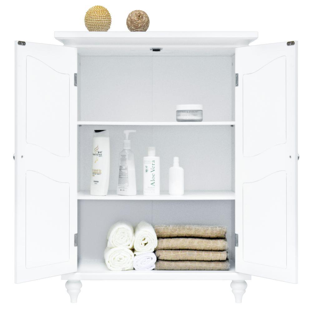 Venice 34 in. H x 27 in. W x 13-3/4 in. D Bathroom Linen Storage Floor Cabinet in White - Super Arbor