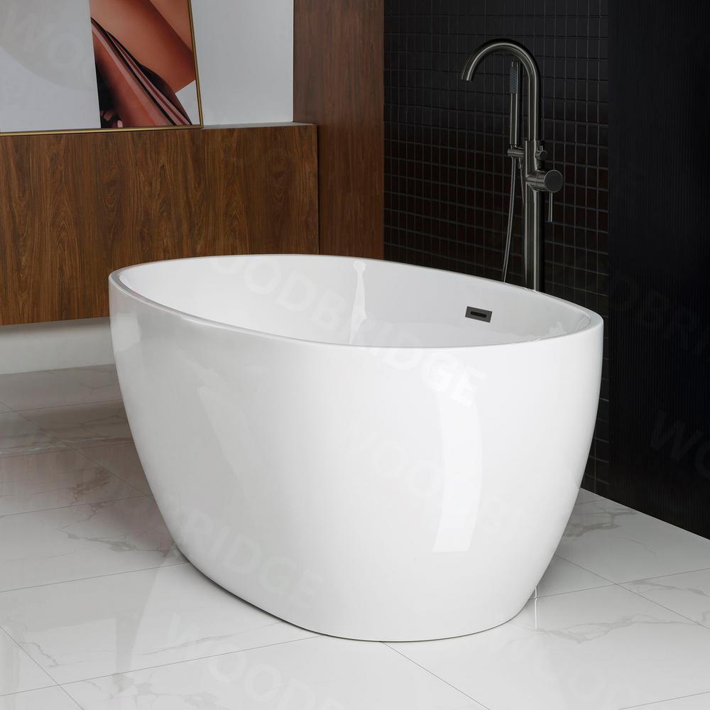 Westfield 55 in Acrylic Freestanding Double Ended Soaking Bathtub with Drain and Overflow Included in White - Super Arbor