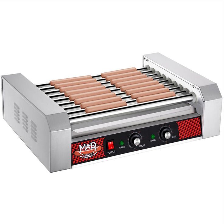 24 Hot Dog Stainless Steel Roller - Electric Countertop Cooker, Drip Tray & Dual Zones