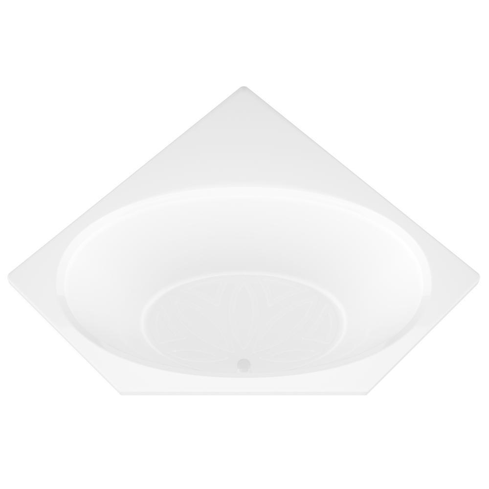 Mali 5 ft. Acrylic Center Drain Corner Drop-in Non-Whirlpool Bathtub in White - Super Arbor