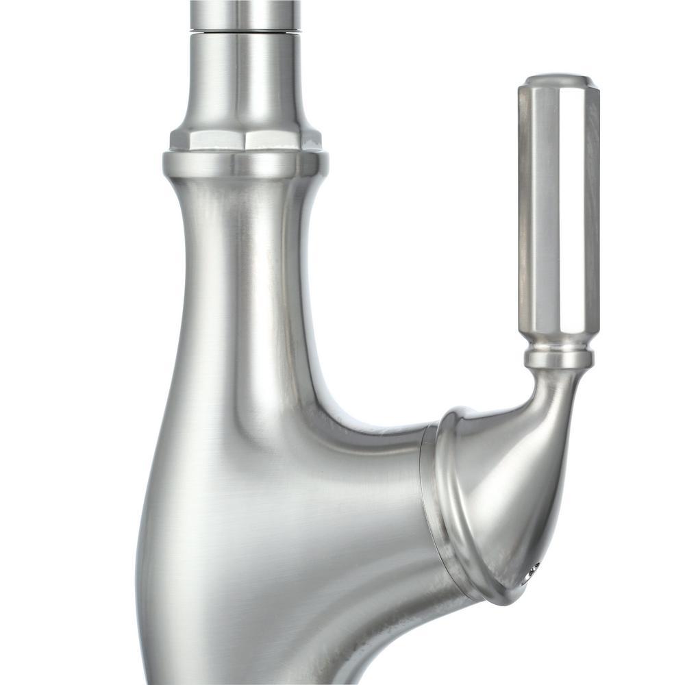 Worth Single-Handle Pull-Down Sprayer Kitchen Faucet in Vibrant Stainless - Super Arbor