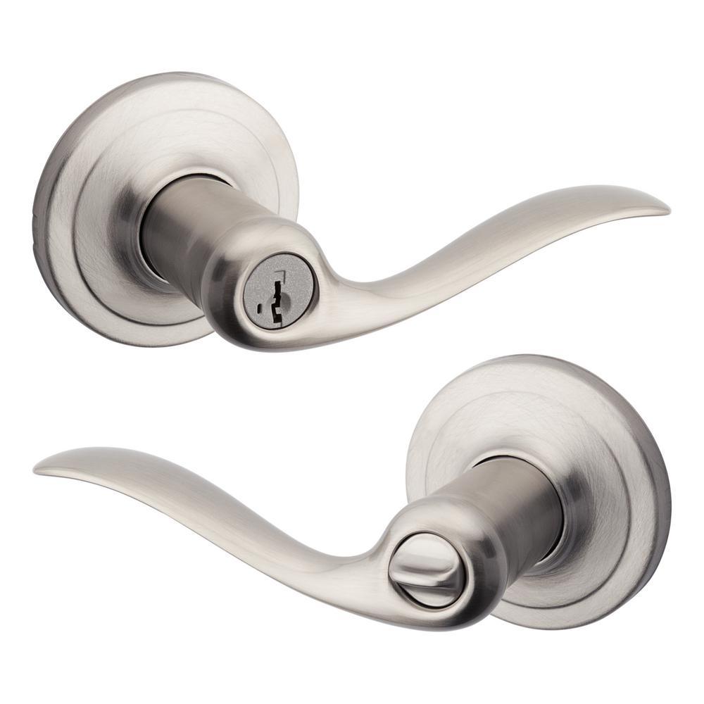 Tustin Satin Nickel Entry Door Lever featuring SmartKey Security - Super Arbor