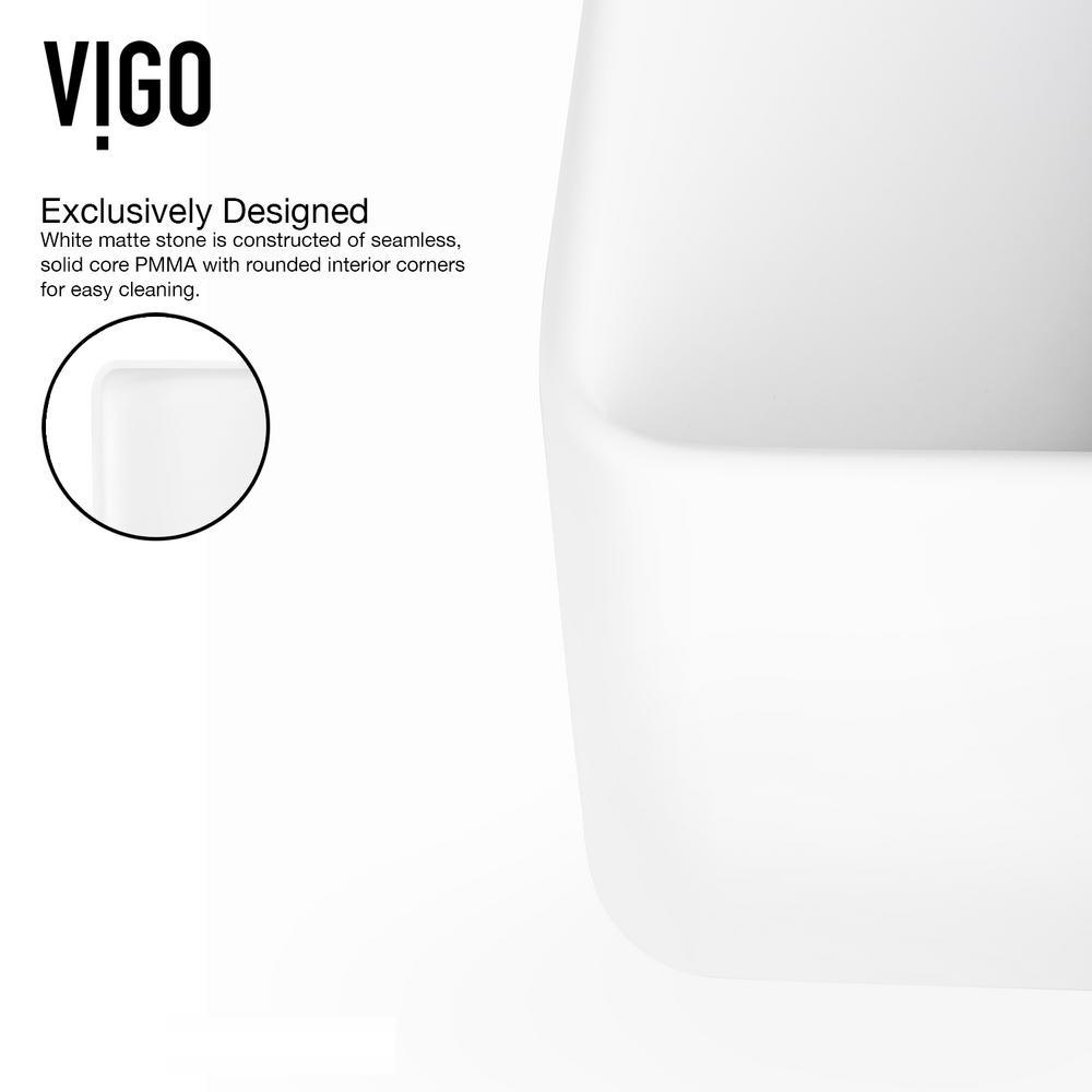 Amaryllis White Matte Stone Vessel Bathroom Sink Set with Linus Vessel Faucet in Matte Black - Super Arbor