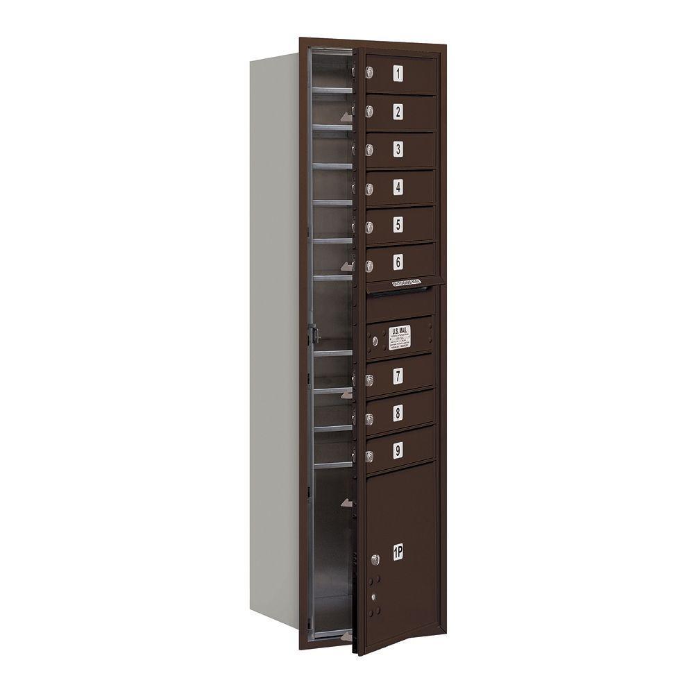 56-3/4 in. Max Height Unit Bronze Private Front Loading 4C Horizontal Mailbox with 9 MB1 Doors/1 PL - Super Arbor
