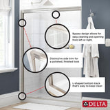 Traditional 60 in. x 58-3/8 in. Semi-Frameless Sliding Bathtub Door in Chrome with 1/4 in. (6mm) Clear Glass