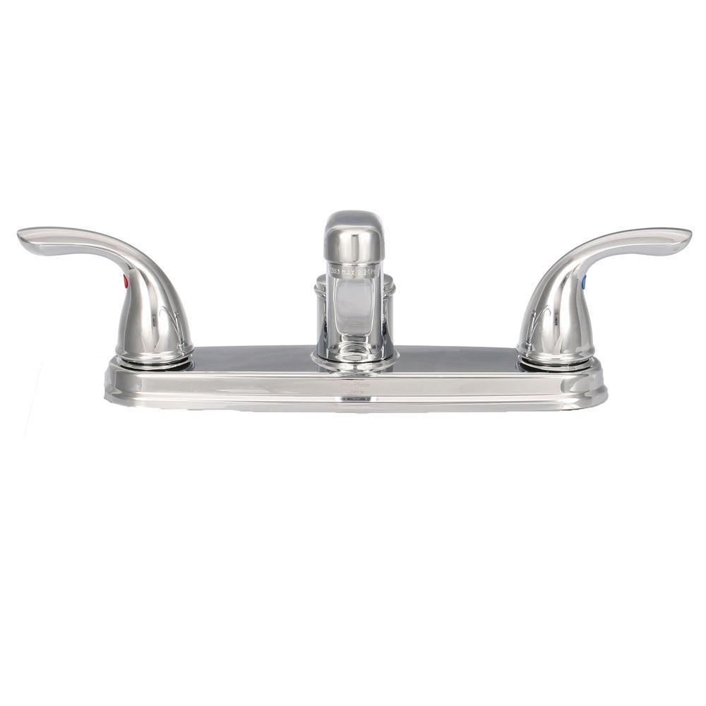 Delton 2-Handle Standard Kitchen Faucet with Side Sprayer in Polished Chrome - Super Arbor