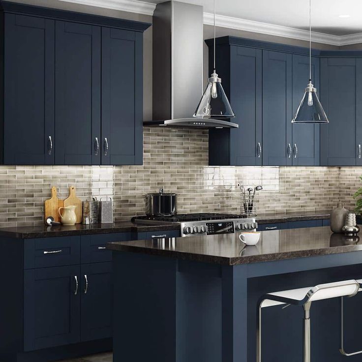 Home Decorators Collection Washington Vessel Blue Plywood Shaker Assembled Vanity Sink Base Kitchen Cabinet Sft Cls 30 in W x 21 in D x 34.5 in H