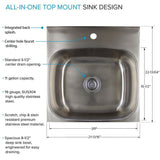 All-in-One 22 in. x 22 in. x 35 in. Metal Drop-In Laundry/Utility Sink and Cabinet in Black