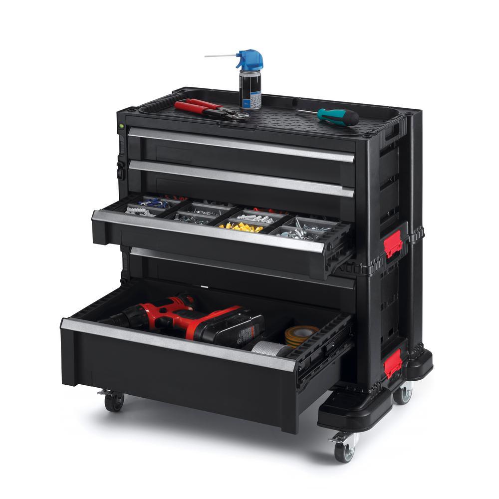 22 in. 5-Drawer Modular Roller Cabinet Tool Chest in Black - Super Arbor