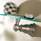 Kingsley 5-1/4 in. L x 2-9/10 in. H x 22-3/4 in. W Wall-Mount Clear Glass Shelf in Chrome