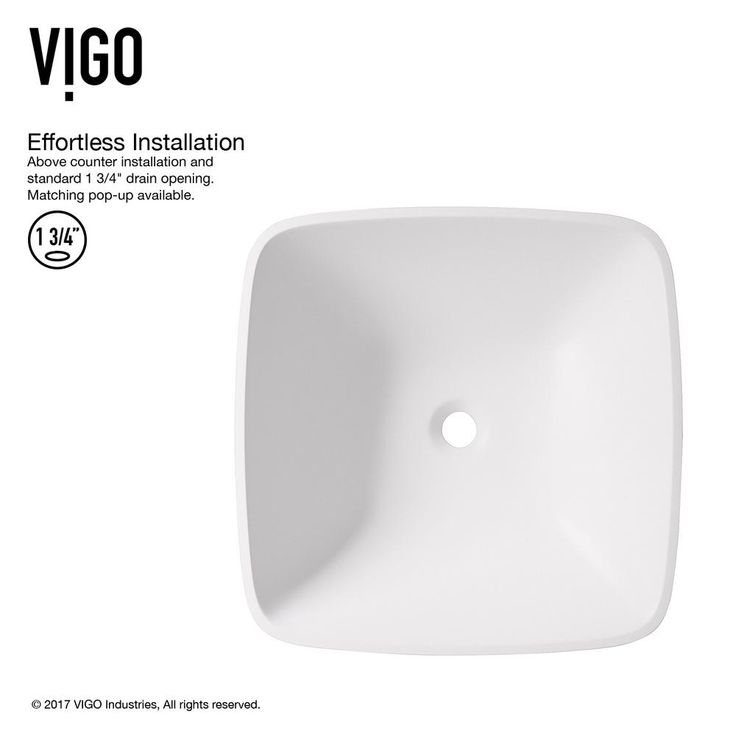 VIGO Hyacinth Handmade Countertop White Matte Stone Square Vessel Bathroom Sink in Matte White