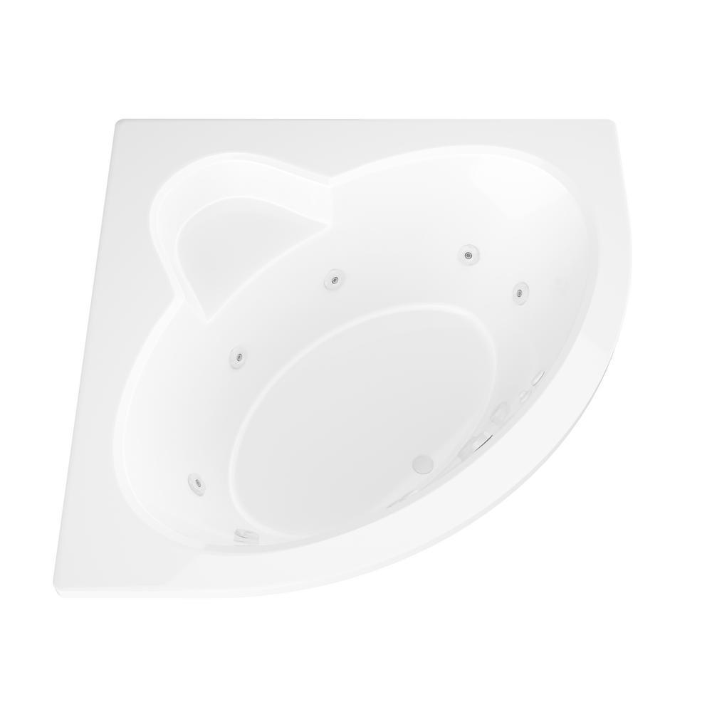 Jaspers 5 ft. Acrylic Corner Drop-in Whirlpool Bathtub in White - Super Arbor
