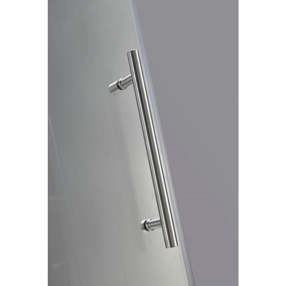 Cascadia 34 in. x 72 in. Completely Frameless Hinged Shower Door in Stainless Steel with Clear Glass - Super Arbor
