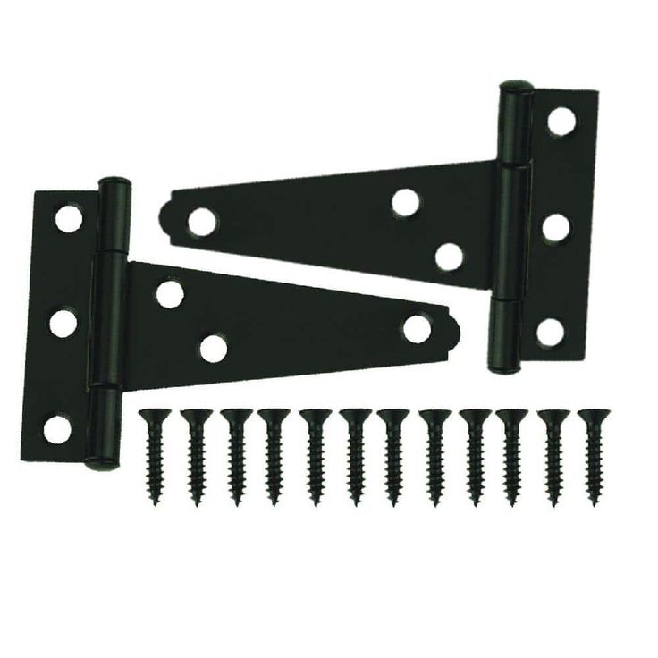 Everbilt 3 in. x 3 in. Black Gate Tee Surface Mount Hinge (2-Pack)