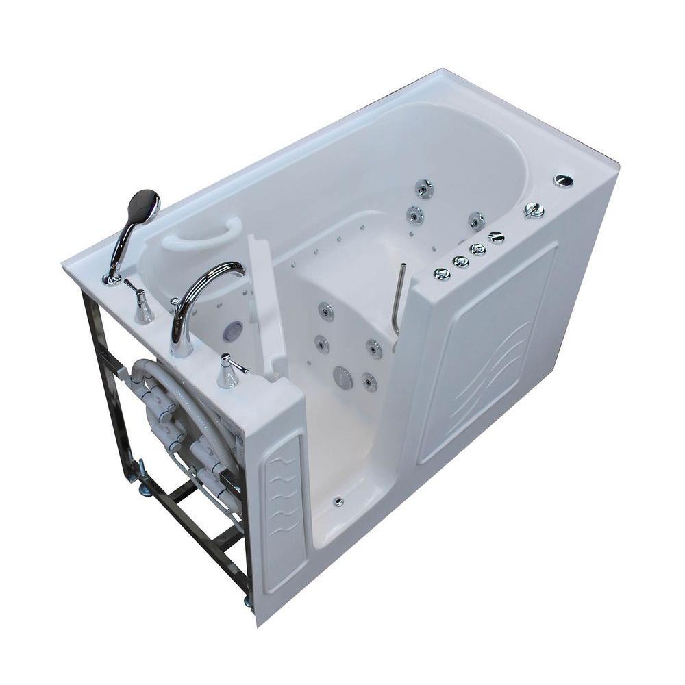 Nova Heated 5 ft. Walk-In Air and Whirlpool Jetted Tub in White with Chrome Trim - Super Arbor
