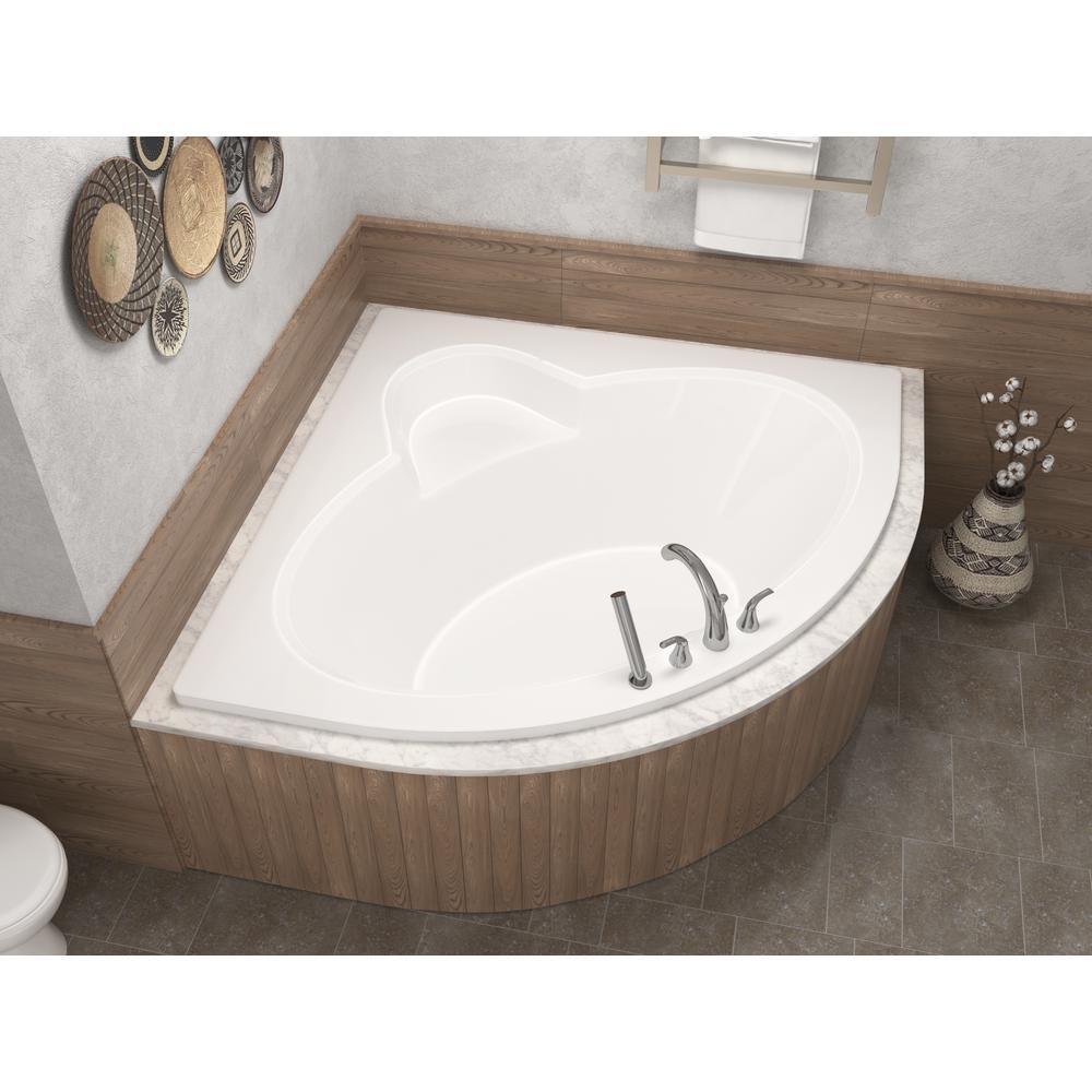 Jasper 5 ft. Acrylic Center Drain Corner Drop-in Non-Whirlpool Bathtub in White - Super Arbor