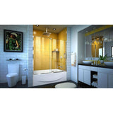 DreamLine Mirage-Z 60 in. W x 58 in. H Frameless Sliding Tub Door, Brushed Nickel