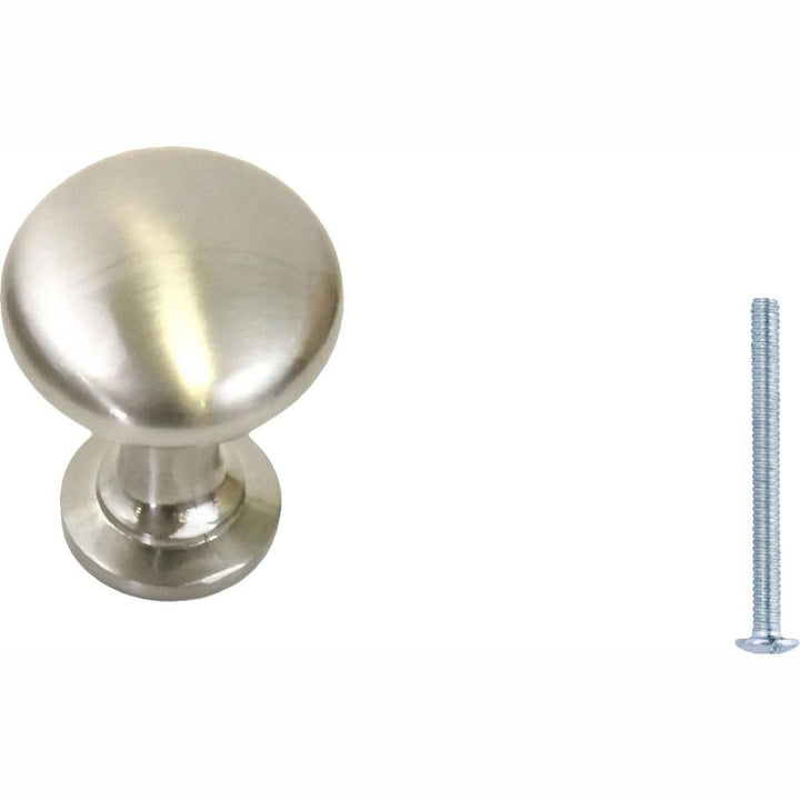 Classic 1-1/4 in. (32 mm) Dia Brushed Nickel  Solid Round Cabinet Knob (50-Pack) - Super Arbor