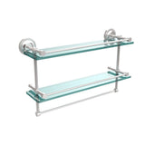 22 in. L  x 12 in. H  x 5 in. W 2-Tier Clear Glass Bathroom Shelf with Towel Bar in Polished Chrome - Super Arbor