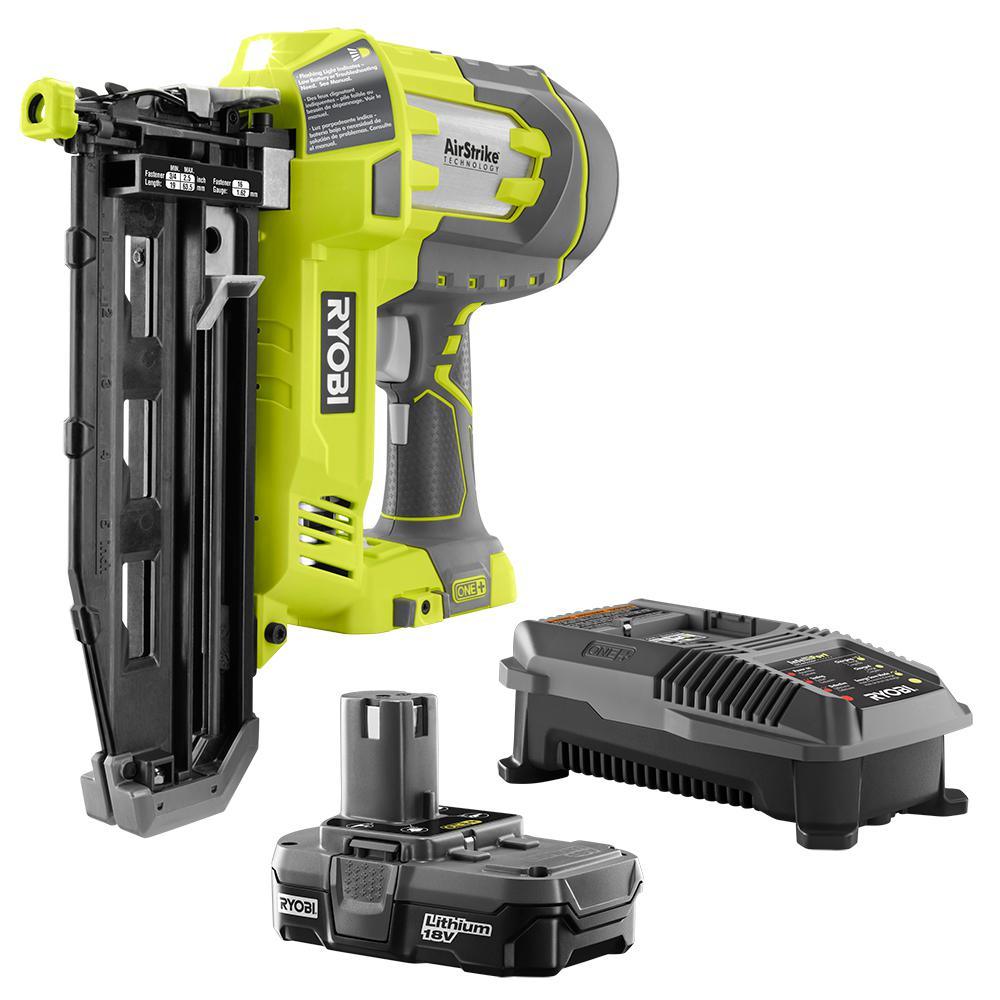 18-Volt ONE+ AirStrike 16-Gauge Cordless Straight Finish Nailer Kit with ONE+ 2.0 Ah Lithium-Ion Battery and Charger - Super Arbor